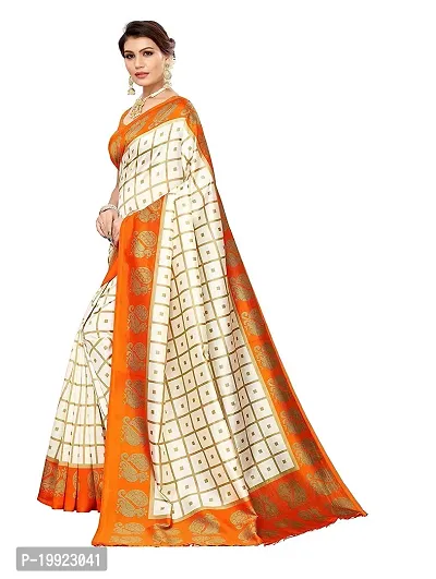 Beautiful Orange Art Silk  Self Pattern Saree For Women-thumb3