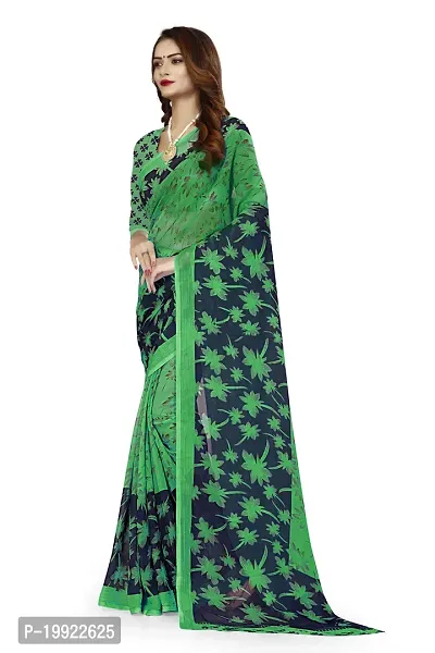 Beautiful Green Georgette  Self Pattern Saree For Women-thumb3