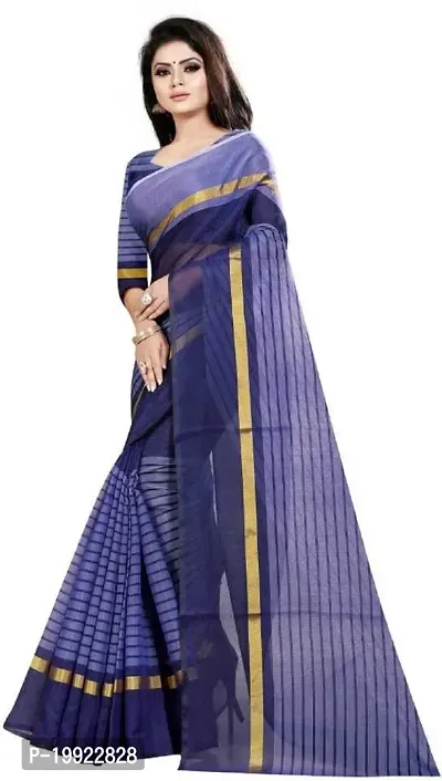 Beautiful Blue Polycotton  Self Pattern Saree For Women-thumb2