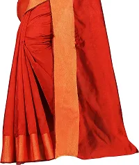 Beautiful Orange Cotton Blend  Self Pattern Saree For Women-thumb1