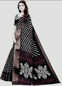 Beautiful Black Cotton Silk  Self Pattern Saree For Women-thumb1