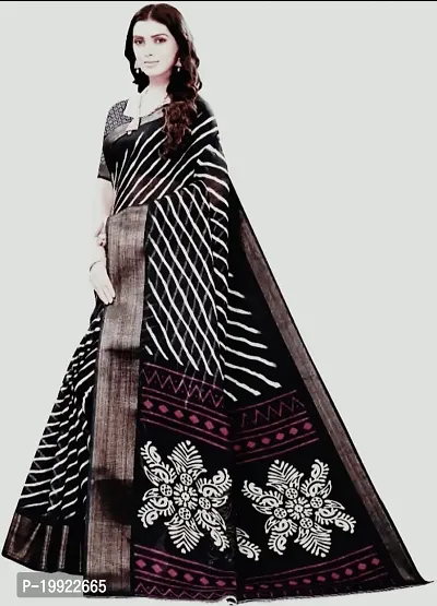 Beautiful Black Cotton Silk  Self Pattern Saree For Women-thumb2