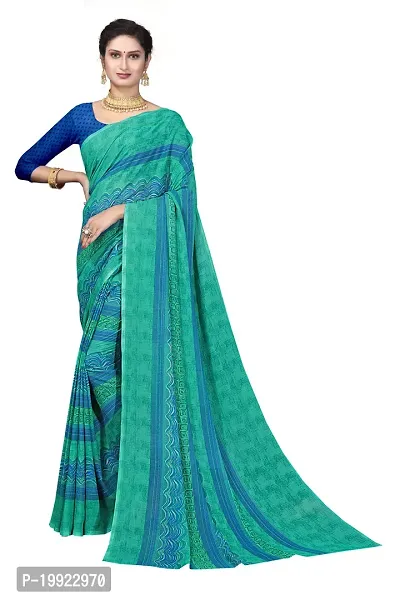 Beautiful Blue Georgette  Self Pattern Saree For Women