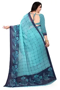 Beautiful Blue Georgette  Self Pattern Saree For Women-thumb3