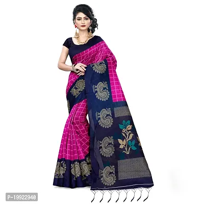 Beautiful Pink Art Silk  Self Pattern Saree For Women