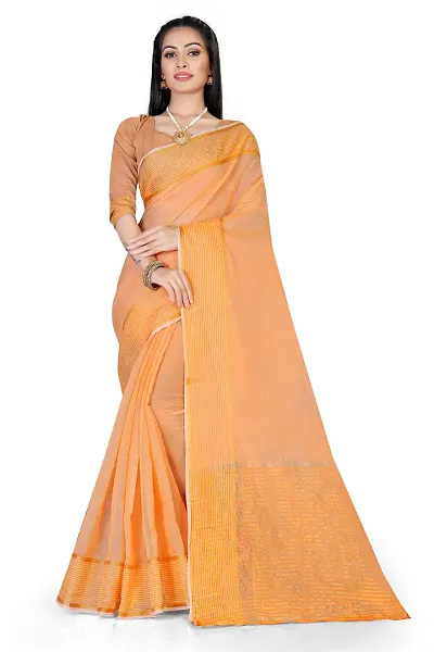 Trending Cotton Blend Saree with Blouse piece 