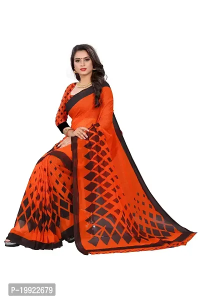 Beautiful Orange Georgette  Self Pattern Saree For Women-thumb5