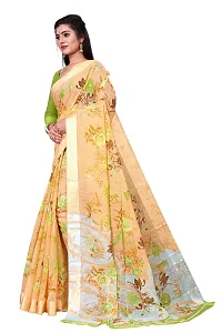 Beautiful Beige Cotton Blend  Self Pattern Saree For Women-thumb1