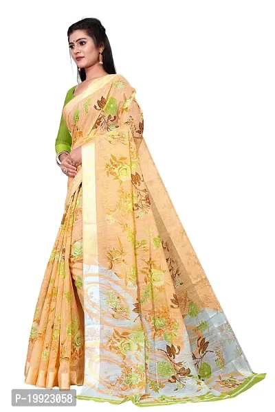 Beautiful Beige Cotton Blend  Self Pattern Saree For Women-thumb2