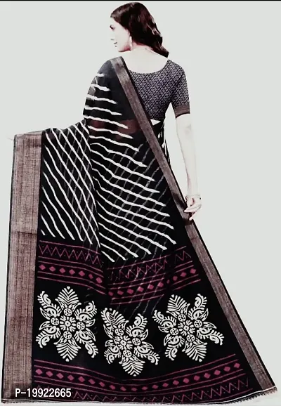 Beautiful Black Cotton Silk  Self Pattern Saree For Women-thumb3