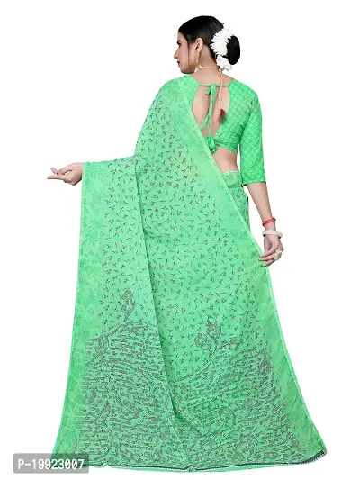 Beautiful Green Georgette  Self Pattern Saree For Women-thumb4