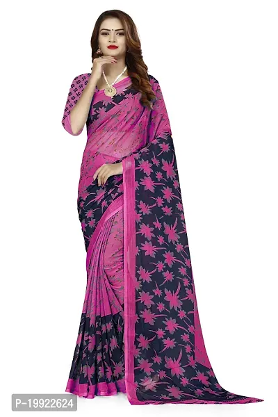 Beautiful Purple Georgette  Self Pattern Saree For Women