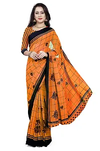 Beautiful Orange Georgette  Self Pattern Saree For Women-thumb3