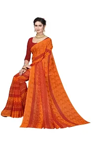 Beautiful Orange Georgette  Self Pattern Saree For Women-thumb2