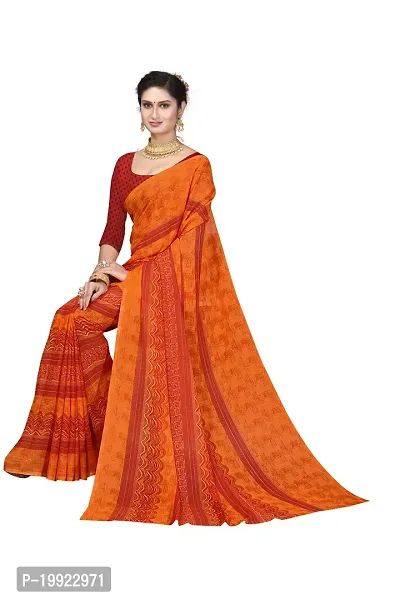 Beautiful Orange Georgette  Self Pattern Saree For Women-thumb3