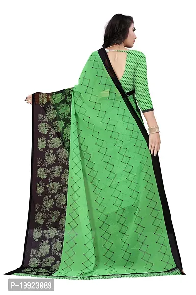 Beautiful Green Georgette  Self Pattern Saree For Women-thumb4