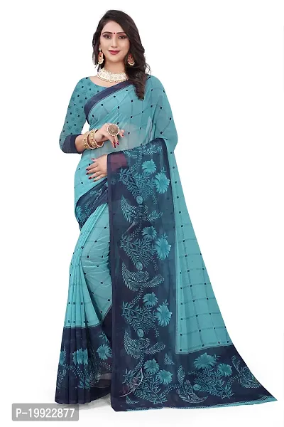 Beautiful Blue Georgette  Self Pattern Saree For Women