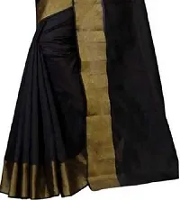 Beautiful Black Polycotton  Self Pattern Saree For Women-thumb3