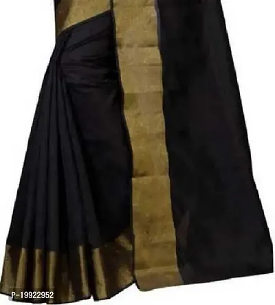 Beautiful Black Polycotton  Self Pattern Saree For Women-thumb4