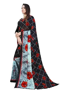 Beautiful Black Georgette  Self Pattern Saree For Women-thumb1