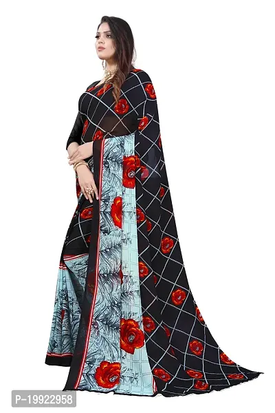 Beautiful Black Georgette  Self Pattern Saree For Women-thumb2