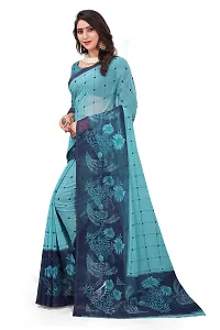 Beautiful Blue Georgette  Self Pattern Saree For Women-thumb2