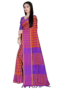 Beautiful Orange Cotton Silk  Self Pattern Saree For Women-thumb1