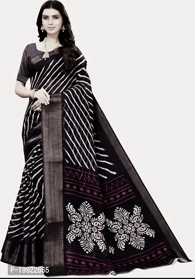 Beautiful Black Cotton Silk  Self Pattern Saree For Women-thumb0