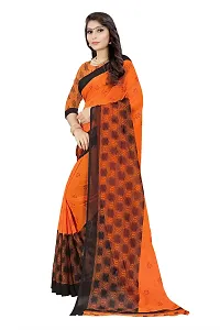 Beautiful Orange Georgette  Self Pattern Saree For Women-thumb3