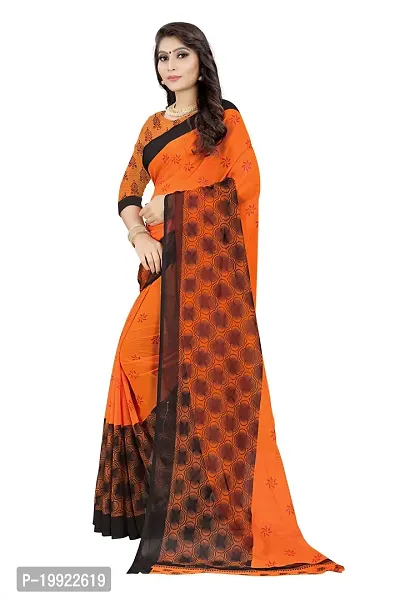 Beautiful Orange Georgette  Self Pattern Saree For Women-thumb4