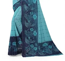 Beautiful Blue Georgette  Self Pattern Saree For Women-thumb1