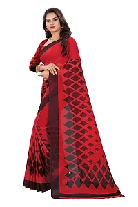 Beautiful Red Georgette  Self Pattern Saree For Women-thumb1