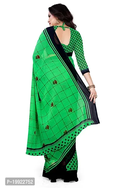 Beautiful Green Georgette  Self Pattern Saree For Women-thumb2