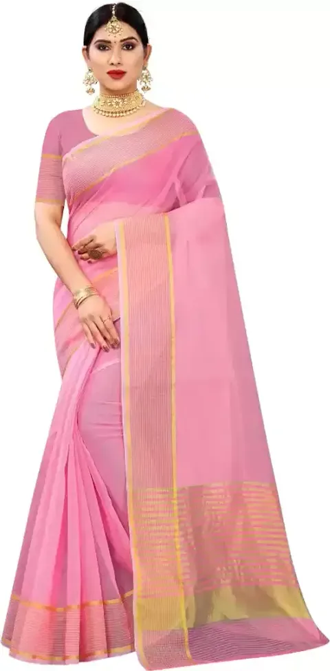 Stylish Polycotton Saree without Blouse piece For Women