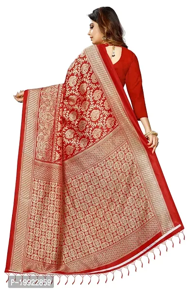 Beautiful Red Art Silk  Self Pattern Saree For Women-thumb2