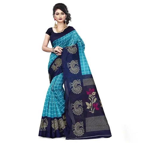Alluring Cotton Blend Saree with Blouse piece 