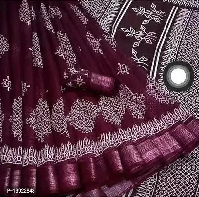 Beautiful Purple Cotton Silk  Self Pattern Saree For Women-thumb0