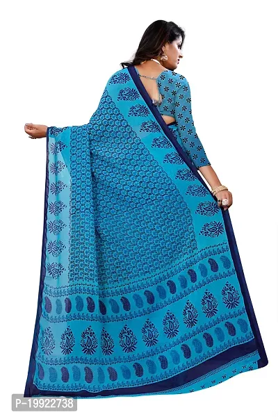 Beautiful Blue Georgette  Self Pattern Saree For Women-thumb2