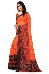 Beautiful Orange Georgette  Self Pattern Saree For Women-thumb3