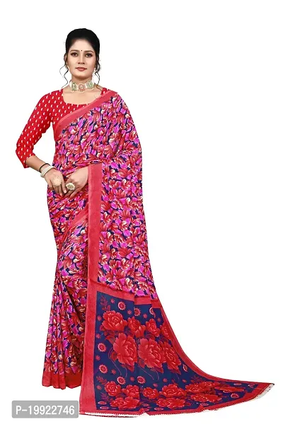 Beautiful Red Georgette  Self Pattern Saree For Women