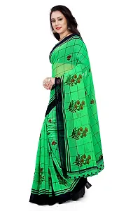 Beautiful Green Georgette  Self Pattern Saree For Women-thumb2