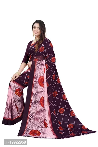 Beautiful Purple Georgette  Self Pattern Saree For Women-thumb3