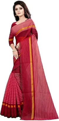 Beautiful Red Polycotton  Self Pattern Saree For Women-thumb1