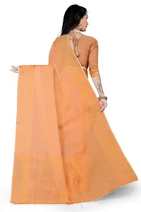 Beautiful Orange Cotton Blend  Self Pattern Saree For Women-thumb3