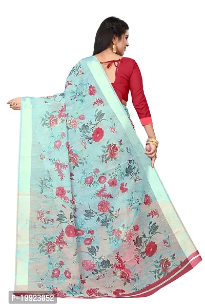 Beautiful Blue Cotton Blend  Self Pattern Saree For Women-thumb4