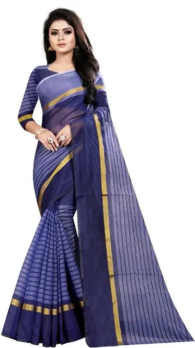 Stylish Polycotton Saree without Blouse piece For Women