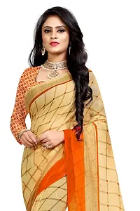 Beautiful Orange Georgette  Self Pattern Saree For Women-thumb3