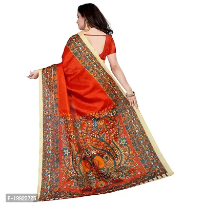 Beautiful Orange Khadi  Self Pattern Saree For Women-thumb3