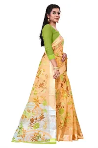 Beautiful Beige Cotton Blend  Self Pattern Saree For Women-thumb2