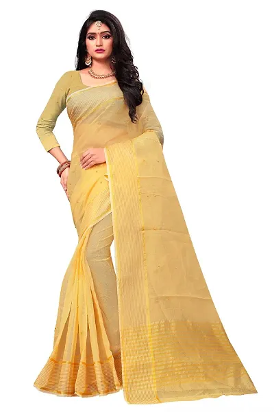 Best Selling Cotton Blend Saree with Blouse piece 